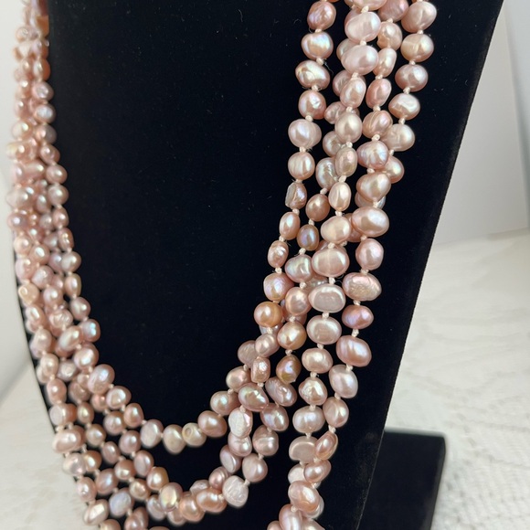 Baroque Blush Genuine Freshwater Pearl Necklace - Picture 4 of 12